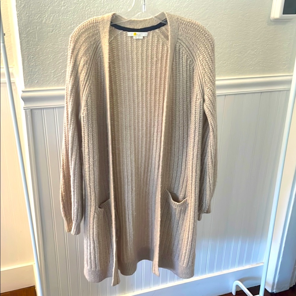 Boden long open-front sweater with pockets - small